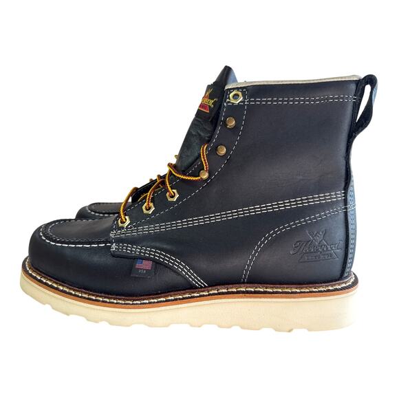Thorogood Work Boots American 6" Men's 8D Moc Soft Toe Black Leather 814-6201 - Picture 4 of 10